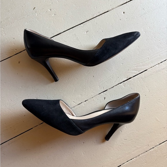 Cole Haan Highline Black Suede and Leather Pump Heels - Picture 1 of 13
